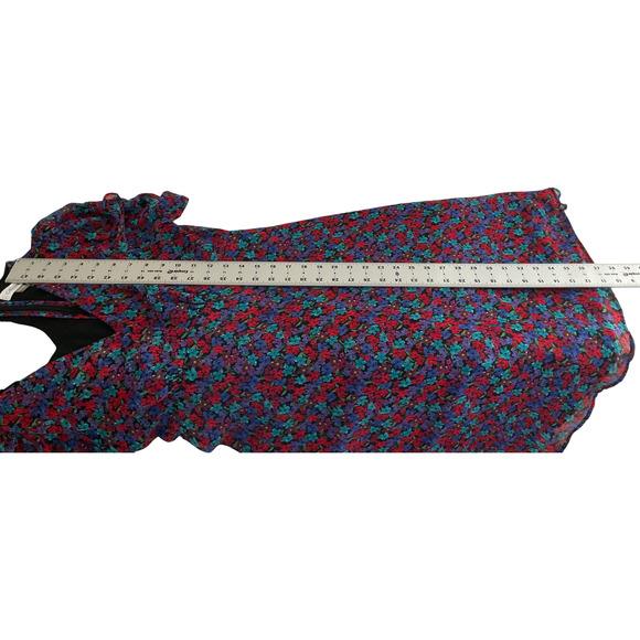 Calvin Klein Women's 10 Red Blue Floral Dress Polyester Short Sleeve V-Neck - Picture 7 of 11